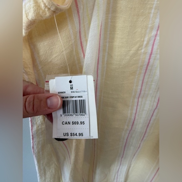 NWT RIP Curl Stripe Surf Dress Tank Dress Yellow Pink White Sundress Size M - Picture 7 of 10